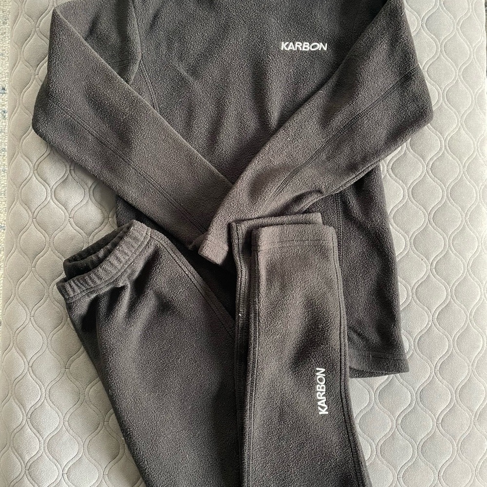 Karbon Fleece Thermal Top and Leggings Set, Size Medium